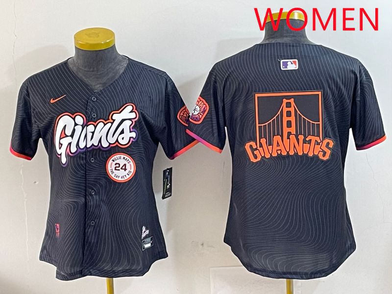 Women San Francisco Giants Blank Black Second generation Joint Name 2025 Nike MLB Jersey style 8->women mlb jersey->Women Jersey